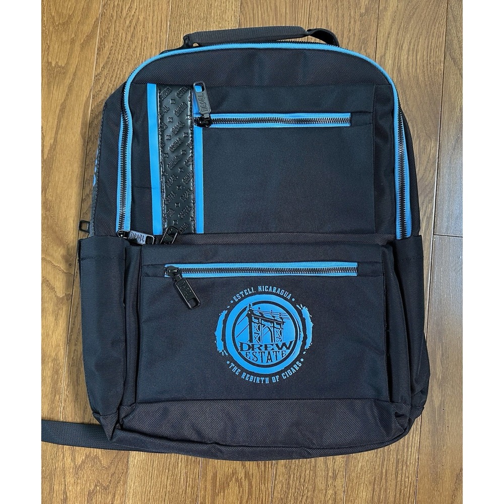 Drew Estate Backpack DE4L Black and Blue The Rebirth Of Cigars swag BKLYN NEW